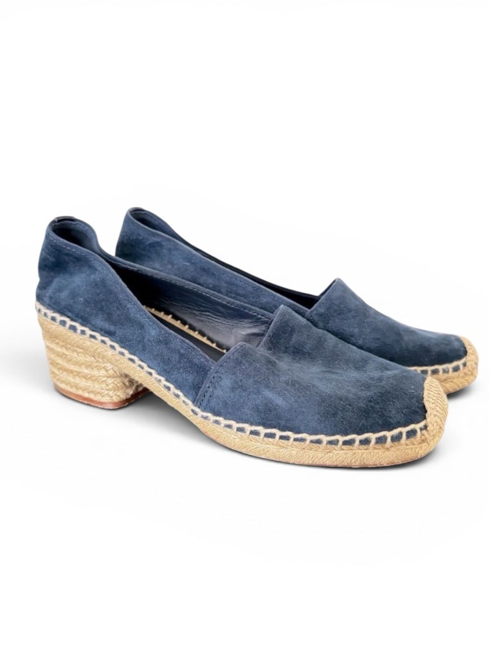 Tory Burch Positano Leather Slip-On Heel Loafer Espadrille